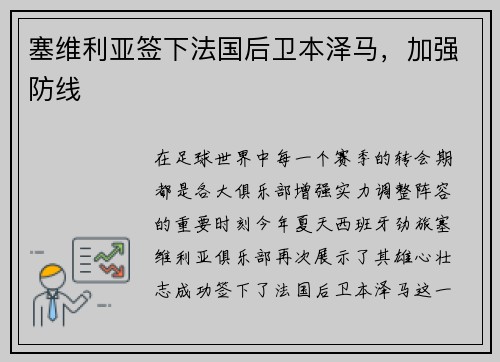 塞维利亚签下法国后卫本泽马，加强防线