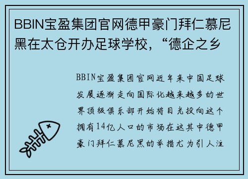 BBIN宝盈集团官网德甲豪门拜仁慕尼黑在太仓开办足球学校，“德企之乡”打出文化品牌 - 副本